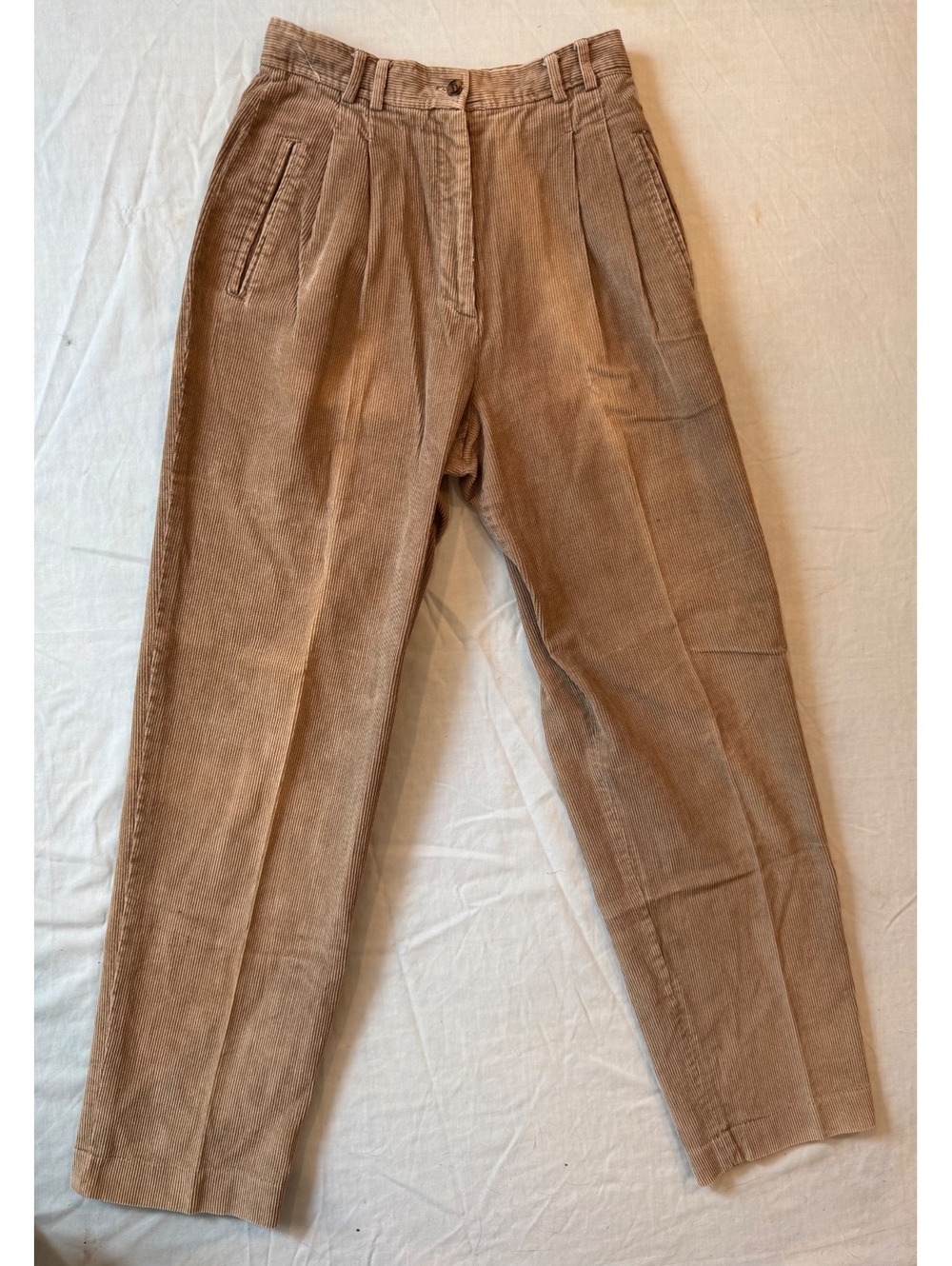 Vintage Rafaella Corduroy Pleated Pants Women’s 8 Tan High Rise 100% Cotton